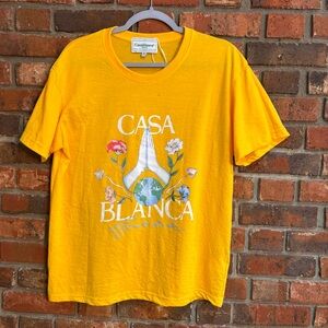 Casablanca Tennis Club mens gratitude short sleeve t-shirt lemon S